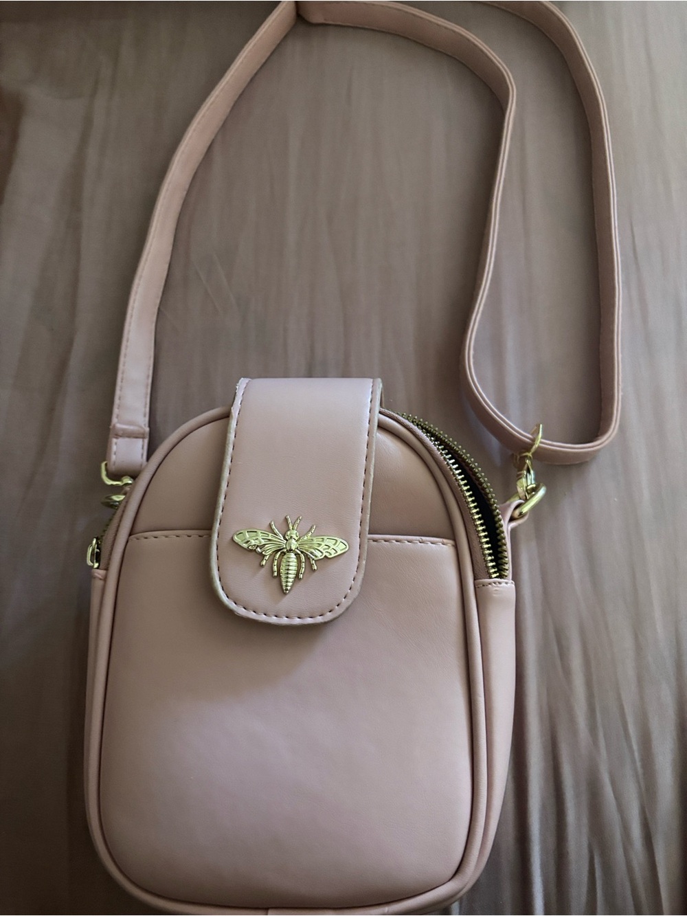 Women’s Crossbody Bag - Blush Pink Bee Accent